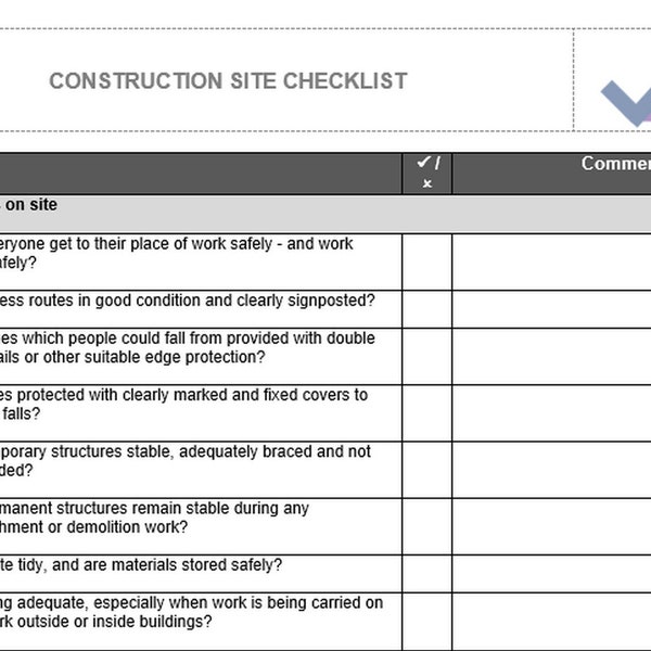 Construction Site Checklist, Word doc, Word Template