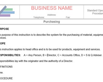 Purchasing Standard Operating Procedure - Business Template (Word doc)