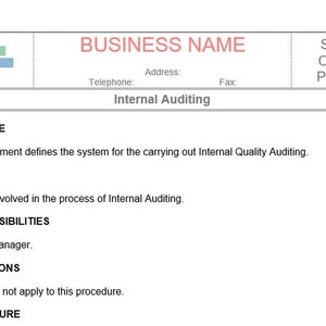 SOP för intern kvalitetsrevision - Affärsprocedur (Word-mall)