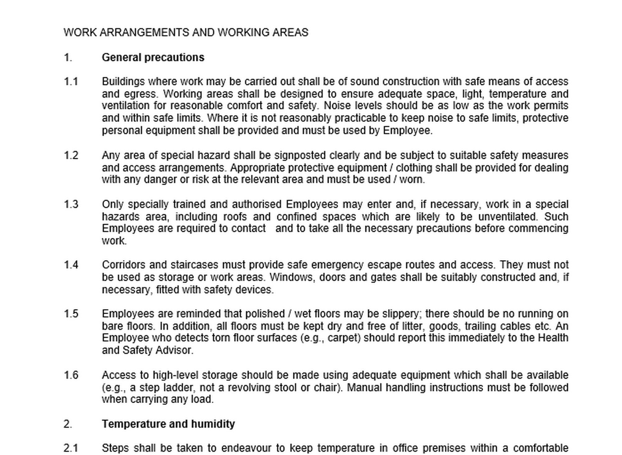 Health and Safety Policy and Arrangements, Word Doc, Word Template ...