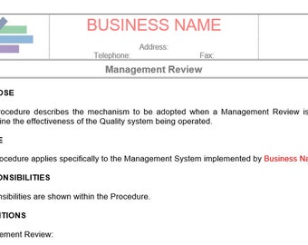 Management Review SOP Template - Business Procedure (Word Doc)
