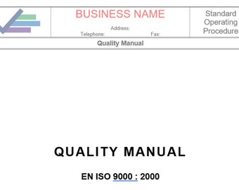 Quality Manual Based on ISO 9000 : 2000, Management Systems, Word doc, Word Template