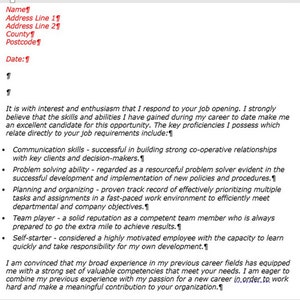Simple Career Change Cover Letter Template, Sample, Word doc