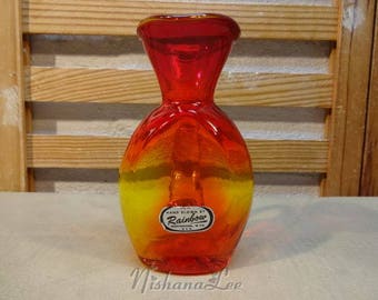 Vintage Amberina Rainbow Glass Pitcher with Label
