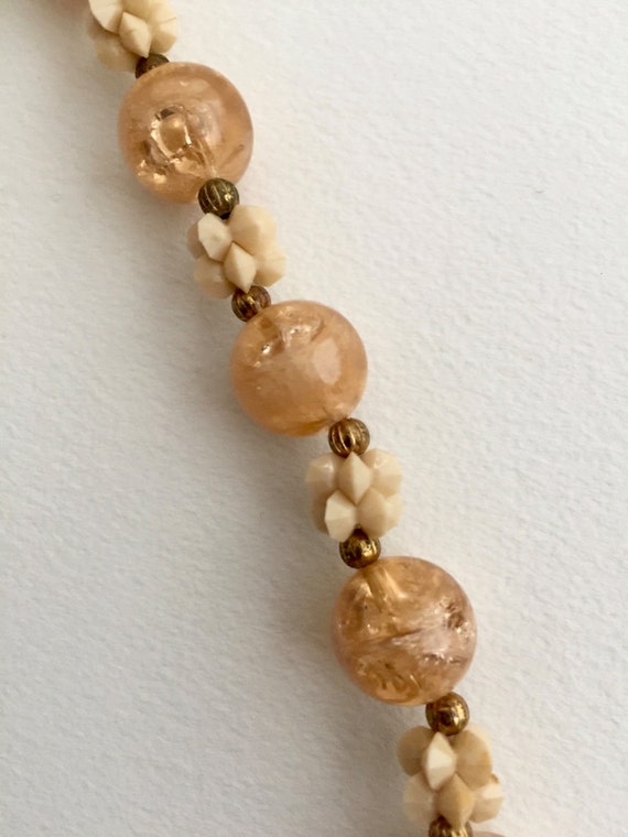 1940's Butterscotch Marbleized Beaded,  Faux Cora… - image 2