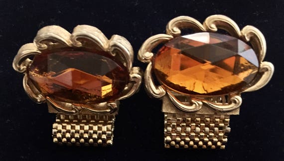 1940's Exquisite Substantial Amber Colored Glass … - image 1