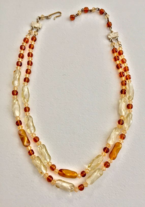 Mid-1990's Amber Glass Beaded Necklace