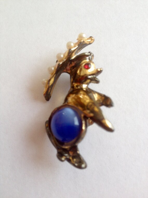 Early 1920's -1930's Whimsical Duck Brooch w/ Umbr