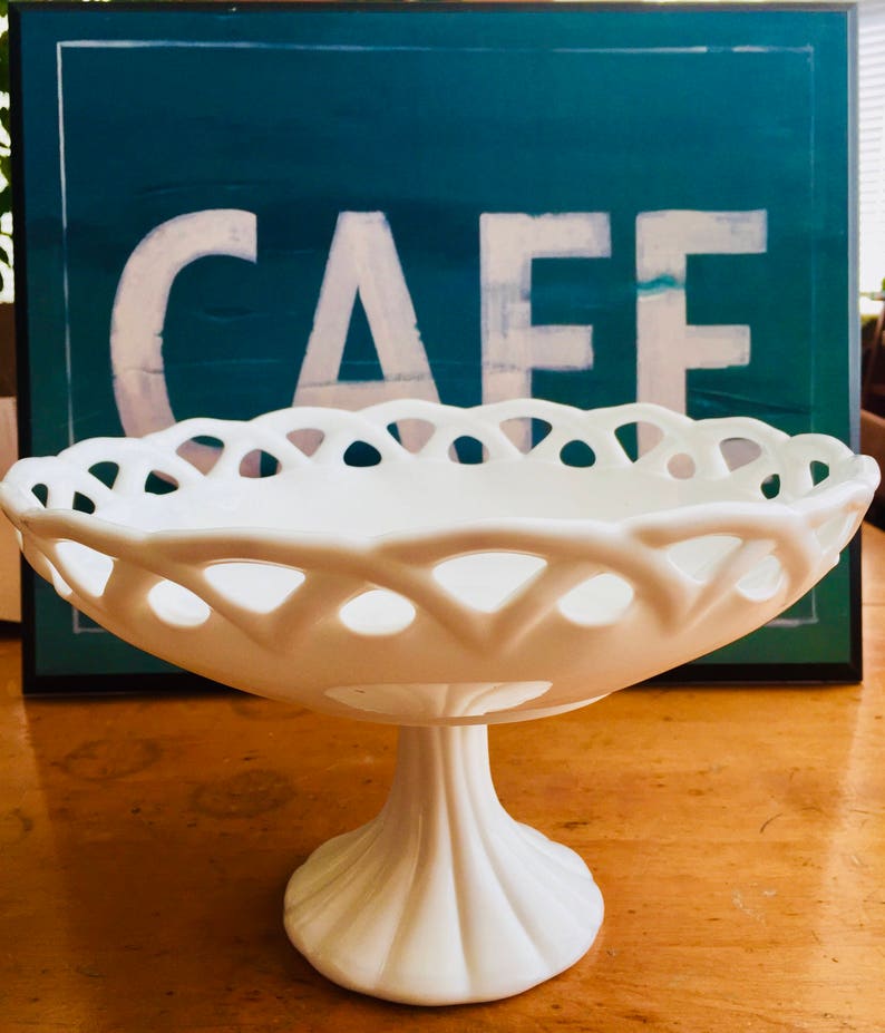 Early 1960s White Milk Glass Fruit Bowl