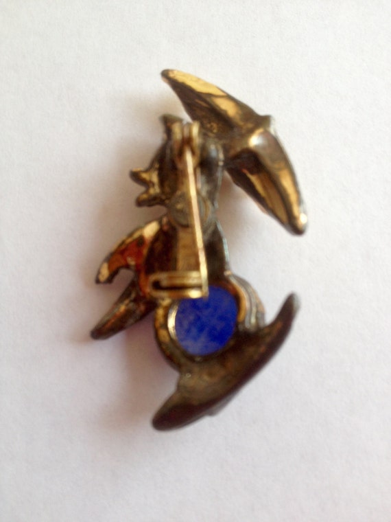 Early 1920's -1930's Whimsical Duck Brooch w/ Umb… - image 2