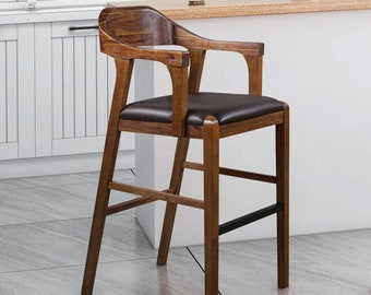 29" Seat Height Stationary Bar Stool, Chestnut Wire, Brush Finish