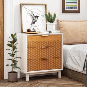3-Drawer Dresser Farmhouse Chests of Drawers Modern Accent Wood Nightstand