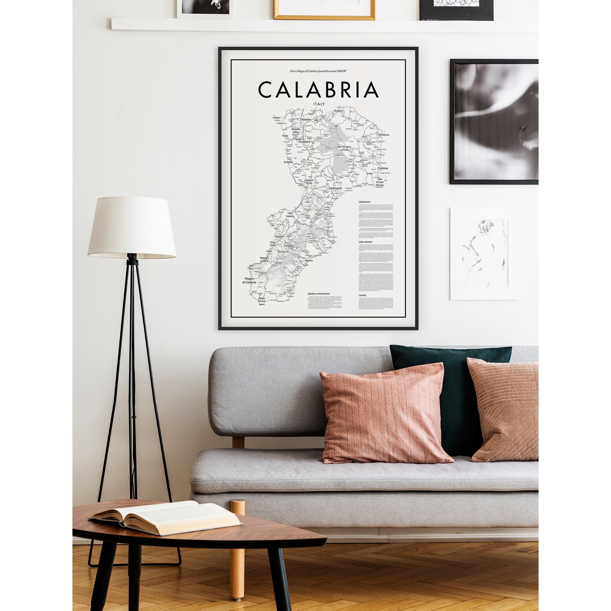 Calabria Map Poster South Italy Map Black & White | Etsy Calabria Map Poster South Italy Map Black & White | Etsy