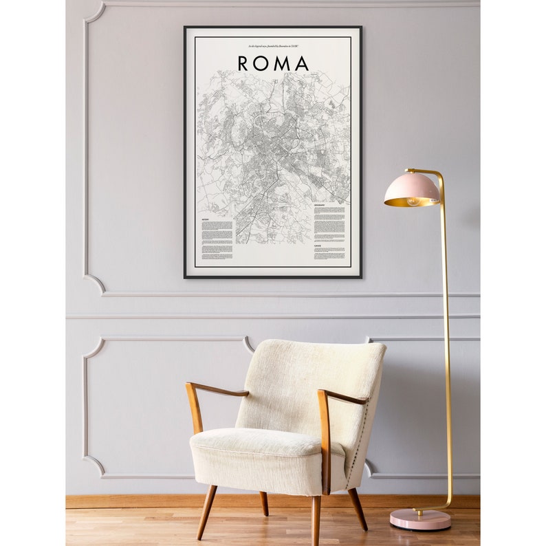 Roma High Quality Map Print Roma Map Poster Roma Wall Art Etsy