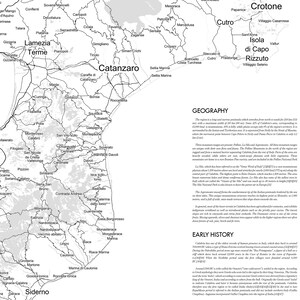 Calabria Map Poster South Italy Map Black & White - Etsy Australia