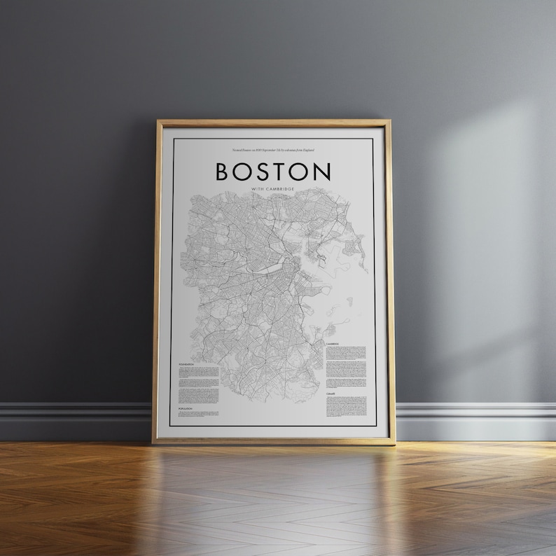 Boston High Quality Map Print Boston Map Poster Boston Wall Etsy
