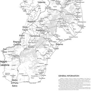 Calabria Map Poster South Italy Map Black & White - Etsy Australia