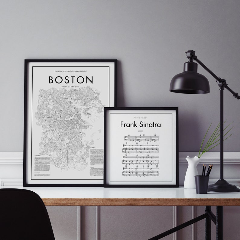 Boston High Quality Map Print Boston Map Poster Boston Wall Etsy
