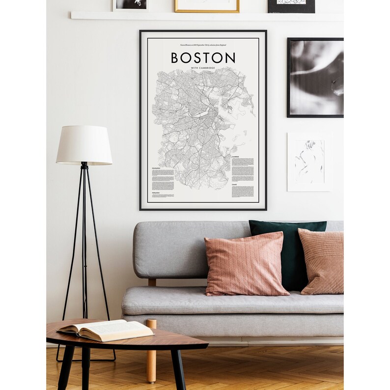 Boston High Quality Map Print Boston Map Poster Boston Wall Etsy