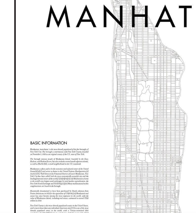 New York Map Print Printable New York Map Poster Digital | Etsy