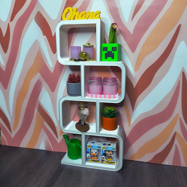 Retro Cube 1:6 Scale Dollhouse Shelf | 3D Printed Miniverse Furniture