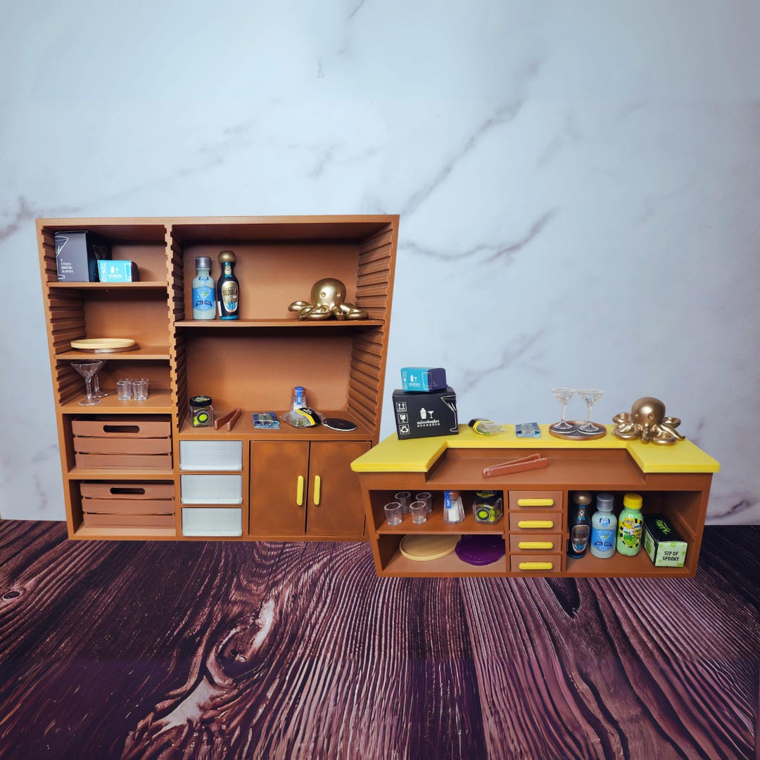 1:6 Scale Miniverse Bar and Shelf | 3D Printed Dollhouse Furniture - Etsy