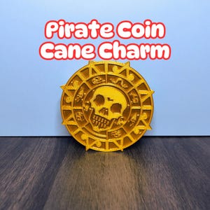 Pirate Coin Cane Charm: 3D Printed Haunted Gold Medallion