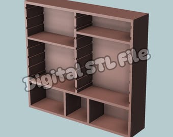 Verstelbare vierkante plank STL-map | 1:6 miniversum-compatibel minidisplay, 3D-afdrukbestand poppenhuismeubilair