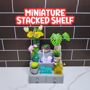 Miniature Stacked Shelf For Miniverse Make it Mini and Mini Brands Books | Decorative Shelf for Miniature Toys and Collectibles | 1:6 Scale