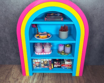 1:6 Scale Rainbow Mini Shelf | 3D Printed Dollhouse Furniture