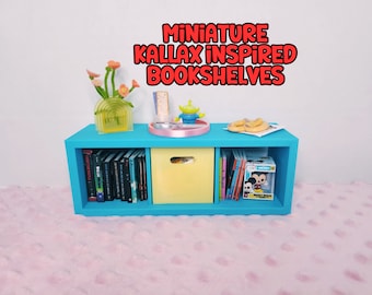 Minibokhylla i skala 1:6 | Kallax-inspirerade dockskåpsmöbler