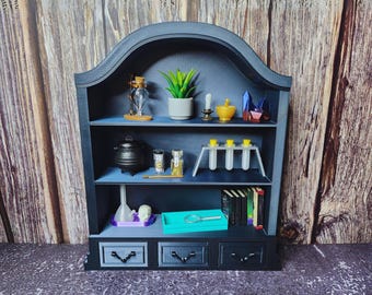 1:6 Scale Gothic Miniature Shelf with Drawers - 3D Printed Dollhouse Furniture