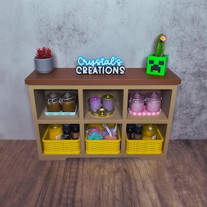 1:6 Console Table w/ Wicker Baskets | Mini Furniture | Miniverse Furniture | Miniature Display | Dollhouse Kitchen | 3D Printed
