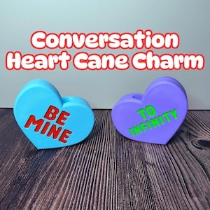 Conversation Heart Cane Charm: Valentine&#39;s Day Walking Stick Accessory