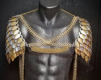Custom Made  Scale Mail Fashion Cosplay LARP Pauldrons