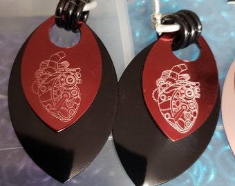 XL Scale Maille Laser Engraved Earrings