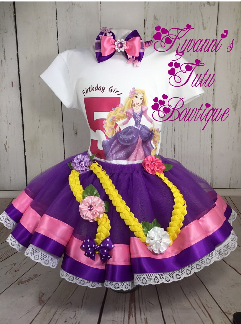 Disney Inspired Birthday Tutu Outfit~ Tangled Rapunzel Birthday Girl~ Disney Princess Outfit ~ Photo Shoot