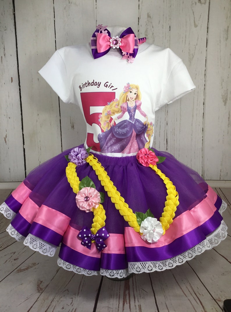 Disney Inspired Birthday Tutu Outfit~ Tangled Rapunzel Birthday Girl~ Disney Princess Outfit ~ Photo Shoot