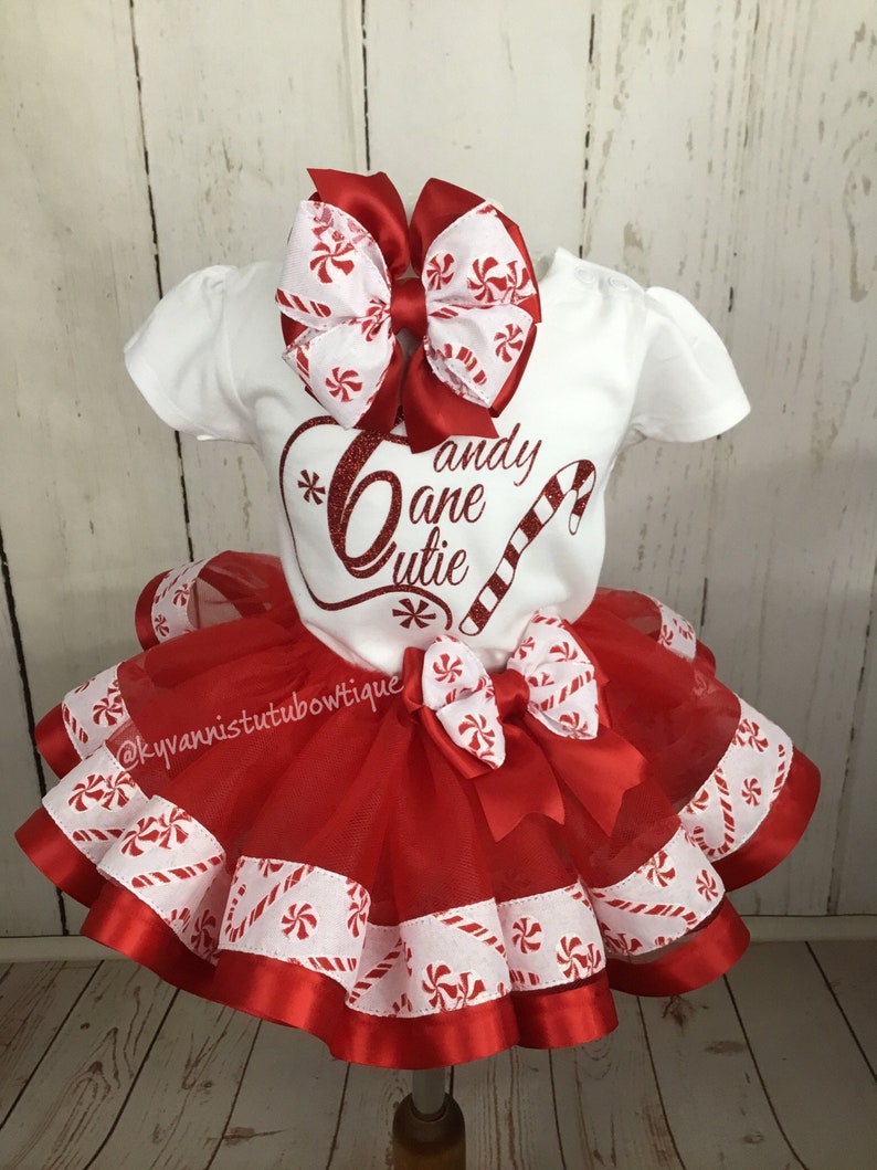 Candy Cane Cutie Red and White Ribbon Trim Tutu OutfitHoliday Tutu Outfit Holiday Outfit For GirlsCandy Cane Cutie OutfitCandy Cane Tutu