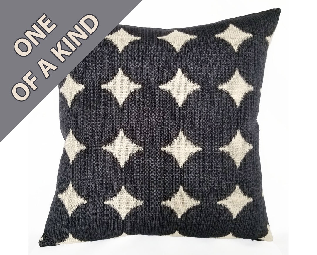 Ikat Dotscape Pillow in Licorice Black and Ivory White With Etsy