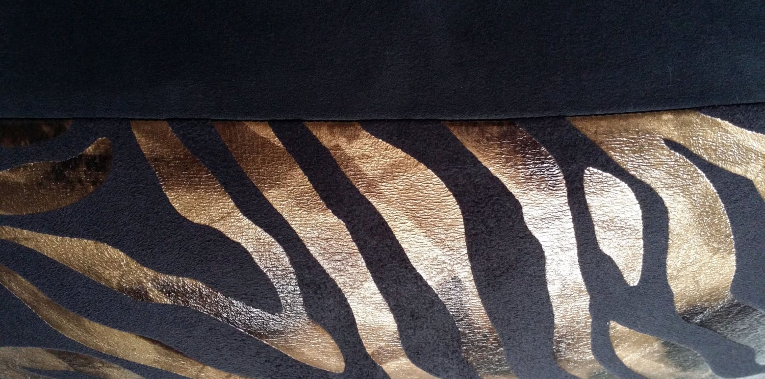 Metallic Tiger Pillow in Bronze and Black Embossed Stripe on Etsy