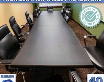CONFERENCE Table Protector Custom Fitted Faux Leather Vinyl Boardroom Meeting Room Tablecloth Waterproof Stain Resistant Disinfectible