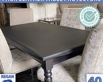 FAUX LEATHER Tablecloth Custom Fitted Rectangle Square Waterproof Child Friendly Stain Resistant Antibacterial Handmade Table Cover