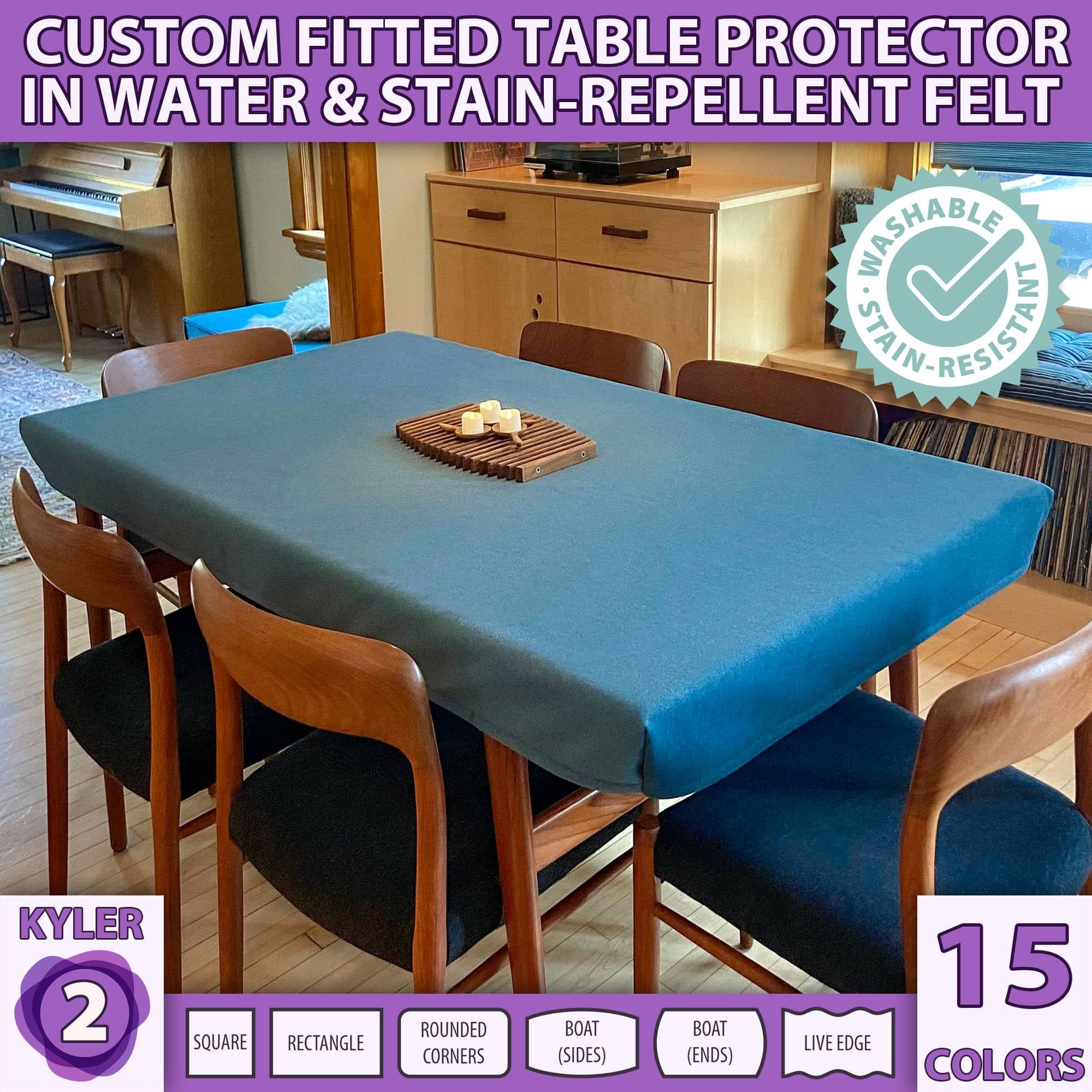 Brown Heat Resistant Table Protector Felt Backed Wipe clean Water proof  Cover, Round, Square, Rectangle or Oval approx 3mm Thick