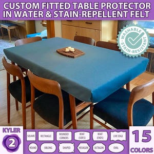 PADDED FELT Tablecloth KYLER Water-Repellent Custom Size Fitted Rectangle Square Kid Friendly Stain Resistant Handmade Table Cover Protector