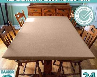 REAL LINEN Tablecloth Custom Size Fitted Rectangle Square Child Friendly Stain Resistant Handmade Table Cover