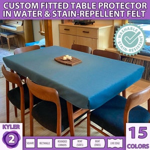 PADDED FELT Tablecloth Water-Repellent Custom Size Fitted Rectangle Square Child Friendly Stain Resistant Handmade Table Cover Protector image 1