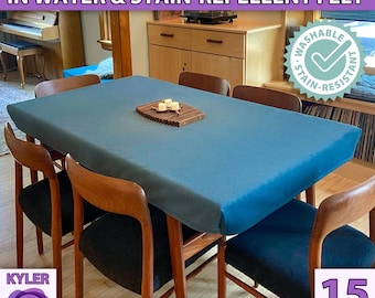 PADDED FELT Tablecloth Water-Repellent Custom Size Fitted Rectangle Square Child Friendly Stain Resistant Handmade Table Cover Protector