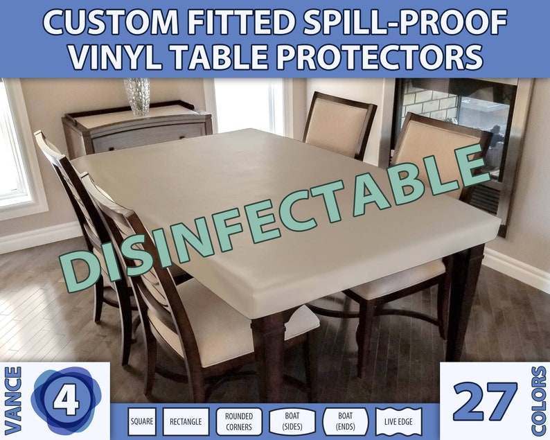 DISINFECTABLE Vinyl Tablecloth Custom Fitted Rectangle Square Etsy Canada