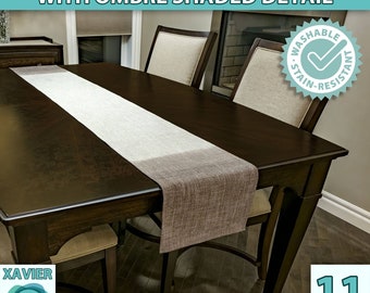 LINEN Ombre Table Runner Dip Dye Shaded Gradient Stain Resistant Handmade Custom Dining Table Natural Decor